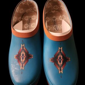 Pendleton Blue and Orange Rain & Snow Boots with Geometric Pattern